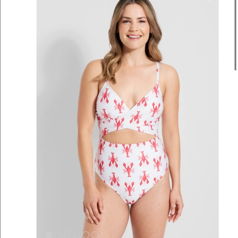 ModCloth‎ NWOT The Joanna One-Piece Swimsuit - Red White Lobster